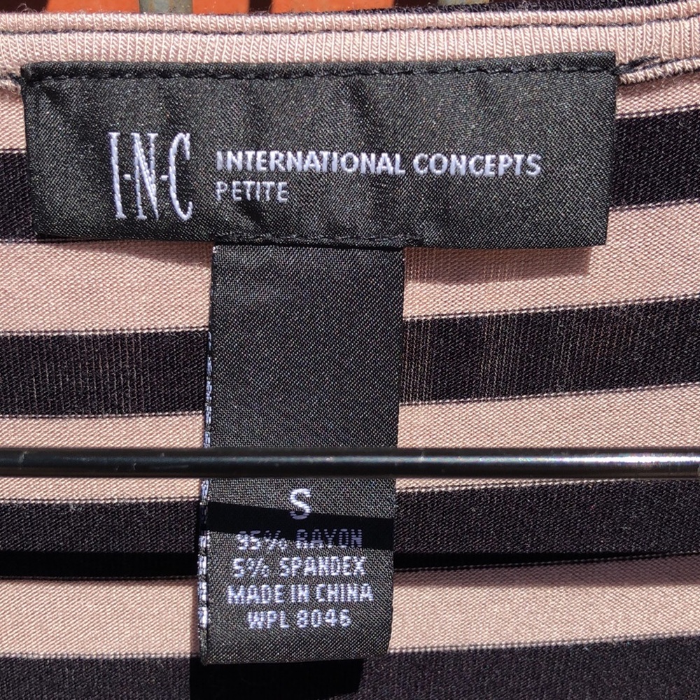Inc. Black/Beige Striped fitted short sleeved S - Picture 3 of 7